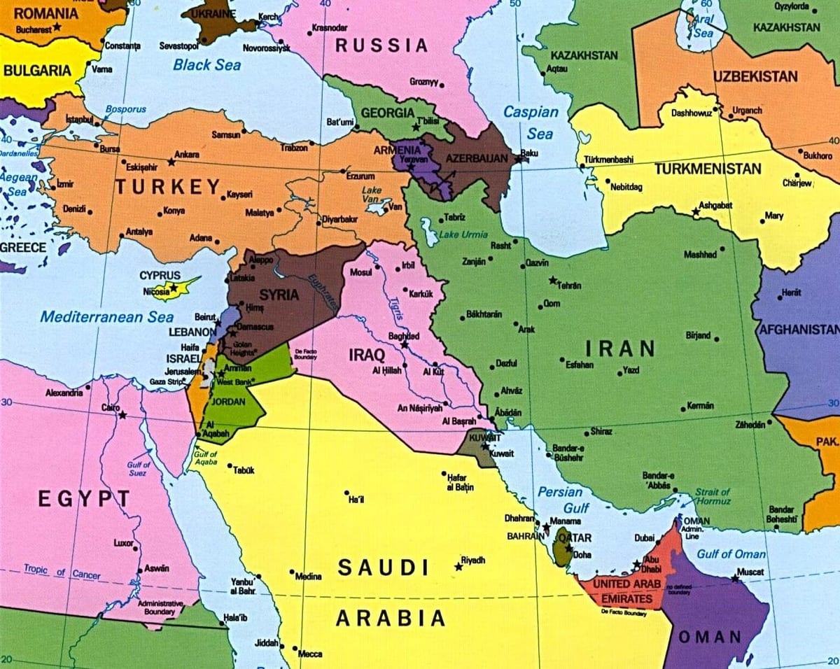 نقشه قبرس و خاورمیانه